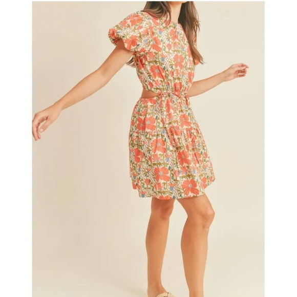 & Merci Boho Floral Puff Sleeve Lindsay Dress Size Large - Picture 2 of 8